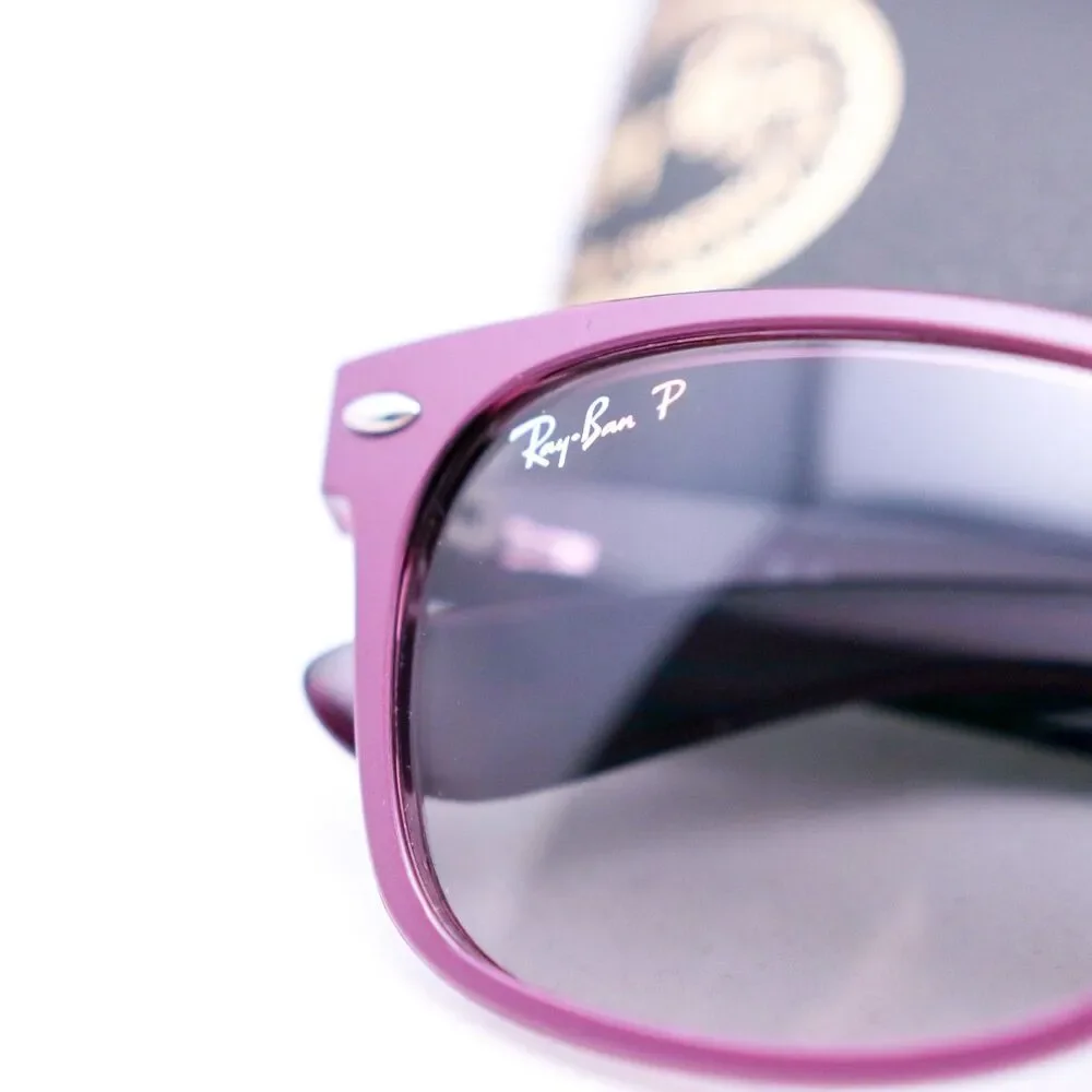 Ray-Ban New Wayfarer Violet Matte Gray Polarized Lens 55-18 145